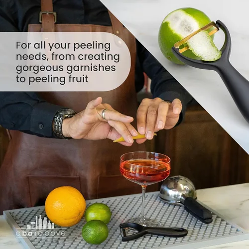 Miniatura 3 de A Bar Above Pelador dorado de cítricos, pelador de frutas de acero inoxidable para adornos y giros de cóctel, herramienta de pelado de agarre cómodo