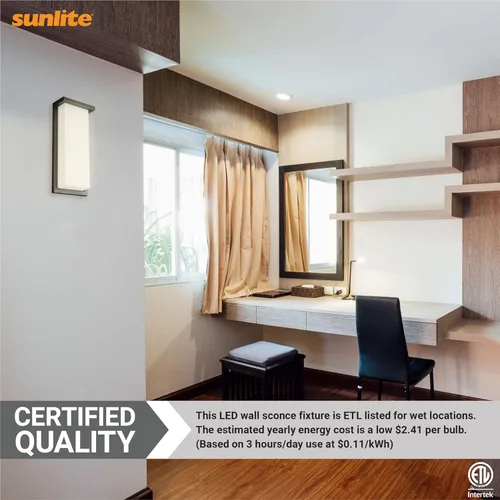 Miniatura 6 de Sunlite 81481 - Lámpara de pared LED moderna de 14 pulgadas, accesorio para exteriores, ajustable 3 CCT 3000K-5000K, 20 vatios, 1100 lúmenes, Bronce