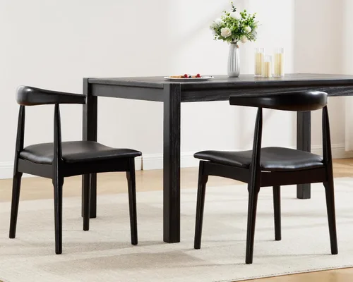VESCASA Juego de 2 sillas de comedor de mediados de siglo, sillas de comedor tapizadas de piel sintética, sillas de comedor de madera maciza con