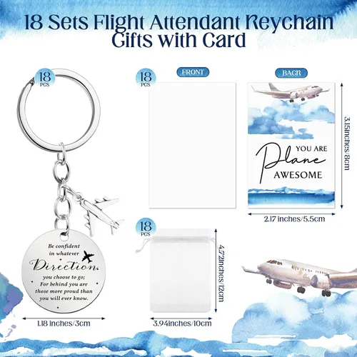 Miniatura 2 de Tondiamo Flight Attendant Gifts Bulk Airplane Keychain with Thank You Cards for Travel Adventure Party Favor Holiday Gift