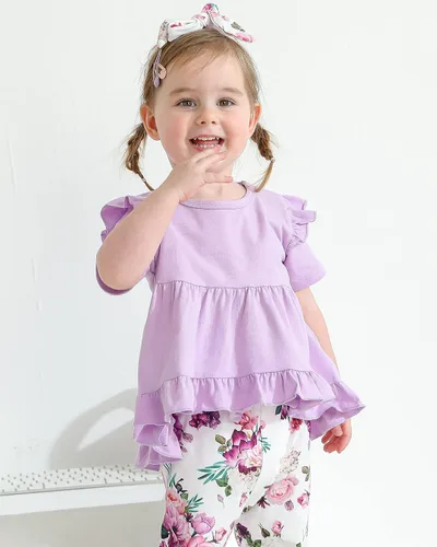 Miniatura 9 de Kucnuzki Conjunto de ropa para bebé niña pequeña, camisa de manga con volantes, pantalón floral, ropa de otoño e invierno para niña