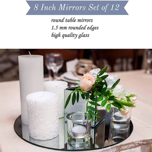 Miniatura 4 de 2 bandejas redondas de espejo acrílico de 8 pulgadas, 0.059 in de grosor, transparentes, calidad premium, aptas para lavavajillas, perfectas