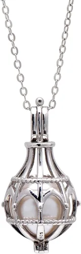 Paialco Collar con colgante de plata de ley 925 con diseño de iglesia gótica y jaula hueca para mujer