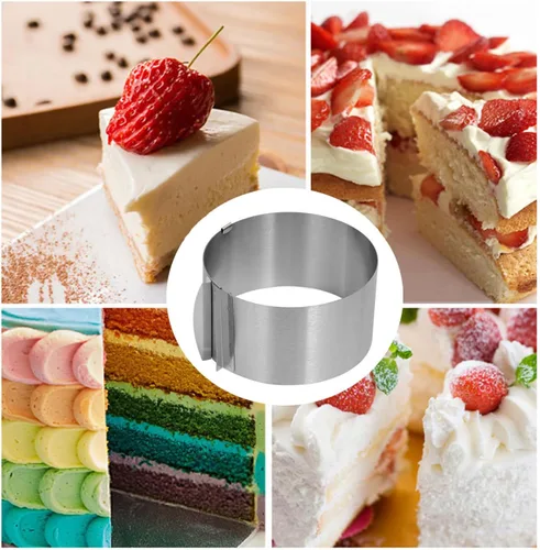 Miniatura 8 de Moldes de mousse ajustables de 6 a 12 pulgadas para tartas redondas y cuadradas, juego de anillos de acero inoxidable para tartas, 2 piezas