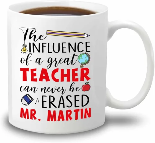 Miniatura 13 de Taza de té de cerámica blanca con texto en inglés "It Takes A Big Heart To Shape Little Minds" de 11 onzas y 15 onzas, taza de café personalizada