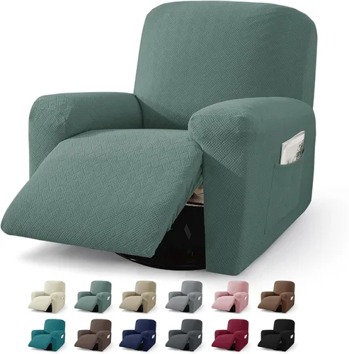 Miniatura 19 de JIVINER Fundas reclinables de gran tamaño de 3 piezas para sillón reclinable grande con bolsillos, tela jacquard elástica Lazy Boy funda para sofá