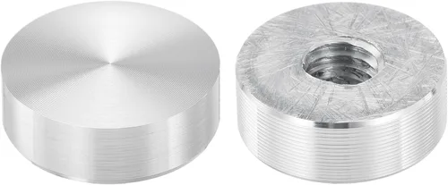 Miniatura 16 de uxcell M6 Rosca 0.787 in de diámetro de forma redonda de aluminio disco hardware 1pcs, aluminio círculo disco vidrio adaptador superior para mesa