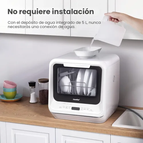 Miniatura 3 de COMFEE' Lavavajillas Portátil de Encimera con Tanque de Agua Integrado de 5L, No Necesita Conexión, 6 Programas, Rociado Dual de 360°, Función