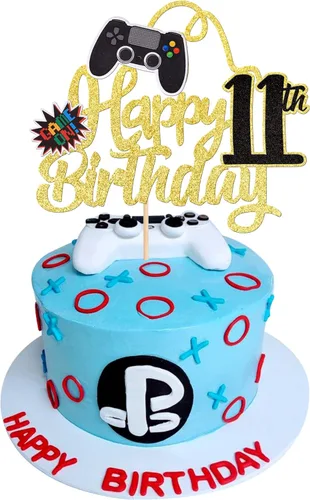 Miniatura 17 de 1 PCS Decoración para Pastel de Videojuegos Feliz Cumpleaños 14 con Purpurina, Palillo Decorativo de Pastel de Videojuegos Game On Controladores