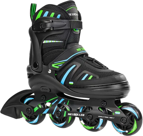 Miniatura 7 de METROLLER Patines en línea ajustables para niñas y niños con ruedas iluminadas, patines en línea para niños y jóvenes, cuchillas divertidas