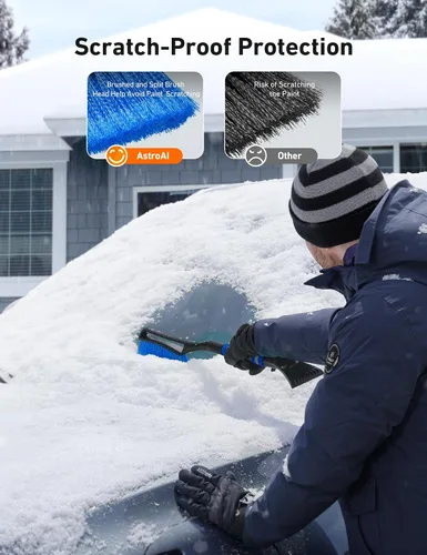 Miniatura 4 de AstroAI Paquete de 2 cepillos de nieve de 27 pulgadas y raspadores de hielo para parabrisas de automóvil, raspadores de nieve desmontables