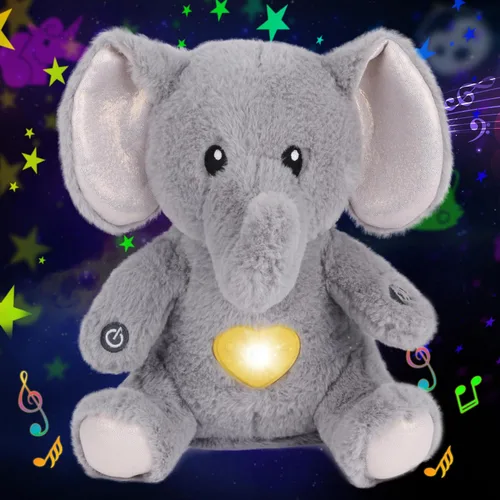 Miniatura 12 de Peluche de panda con proyector de estrellas musicales, luz nocturna ajustable, canta, animales de peluche iluminados, juguetes de peluche
