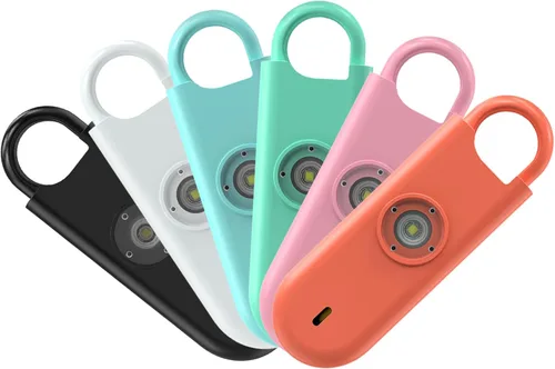 Miniatura 8 de Fauxomor Alarma de seguridad personal de 140 dB para mujeres, paquete de 12 llaveros de protección de alarma segura con luz estroboscópica con aviso