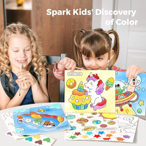 Miniatura 5 de Libros de pintar con agua para niños pequeños, actividad de pintura de acuarela sin desorden para niños de 1-3, 2-4, 4-6 años, regalo de arte