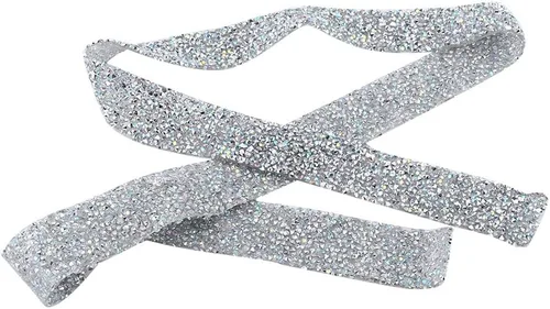 Miniatura 4 de 1 yarda 1.2 in ancho brillante pegamento trasero cristal Rhinestone cinturón de bandas decorativas (color AB)