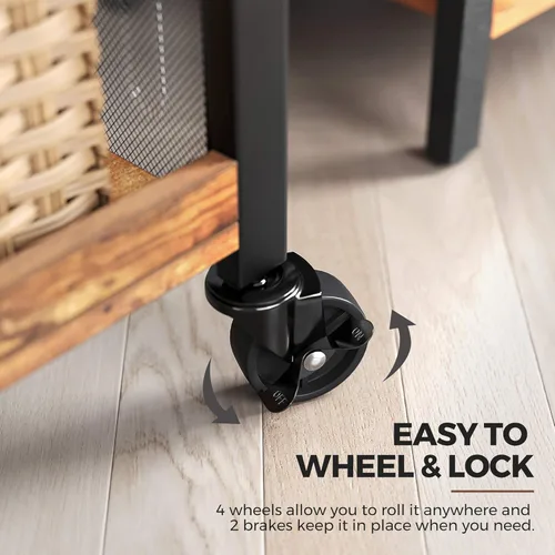 Miniatura 6 de VASAGLE LILEA Collection - Carrito de almacenamiento con cesta de tela, carrito utilitario rodante de 3 niveles con ruedas y estantes, para sala