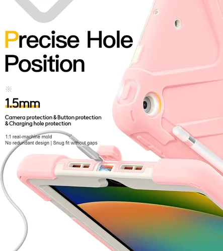 Miniatura 9 de BRAECN Funda para iPad de 9ª/8ª/7ª Generación, Funda Resistente a Prueba de Golpes con Protector de Pantalla, Soporte para Lápiz, Soporte para Tapa