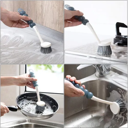 Miniatura 2 de Juego de 4 cepillos multiusos para limpiar la cocina con cerdas rígidas para platos, ollas, sartenes, fregadero y botellas, cepillo para platos