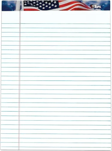 Miniatura 2 de TOPS Tableta de escritura American Pride, 8-1/2 x 11-3/4 pulgadas, perforada, blanca, regla legal/ancha, 50 hojas por bloc, 12 almohadillas por