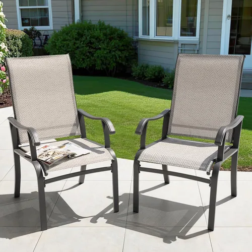 Miniatura 2 de NUU GARDEN Juego de 2 sillas de comedor para patio, sillas de comedor al aire libre con marco recubierto de polvo, sillas de comedor de metal