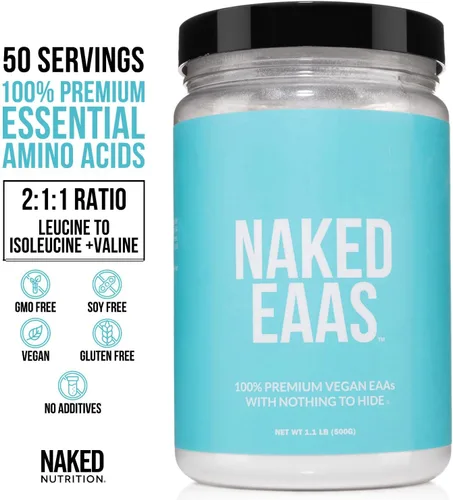 Miniatura 2 de NAKED EAAs Aminoácidos en polvo - 50 porciones - Aminoácidos esenciales veganos sin sabor 500 gramos - Suplemento de polvo EAAs instantáneos