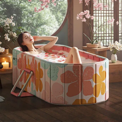 Miniatura 2 de Genrenyen Bañera Portátil para Adultos de 47" Grande Plegable Sin Instalación Bañera para Cabina de Ducha, Baño Caliente SPA Remojo Bañera de Pie
