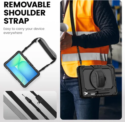 Miniatura 5 de Timecity - Funda protectora resistente para Samsung Galaxy Tab S10 Lite, S10 FE, S9 FE 5G, S9, 10.9 y 11 pulgadas, con protector de pantalla, Negro