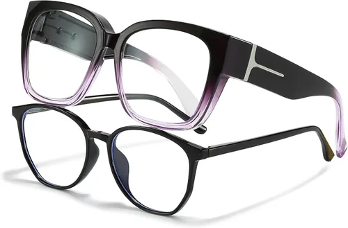 Miniatura 7 de LVIOE Lentes con filtro de luz azul para mujeres y hombres, anteojos de bloqueo de luz azul de gran tamaño para llevar sobre anteojos LB7511