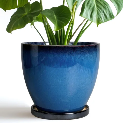Miniatura 9 de Maceta para Plantas de 6.8 Pulgadas - Maceta de Cerámica con Orificio de Drenaje y Platillo, Maceta Redonda Moderna para Flores, Macetas