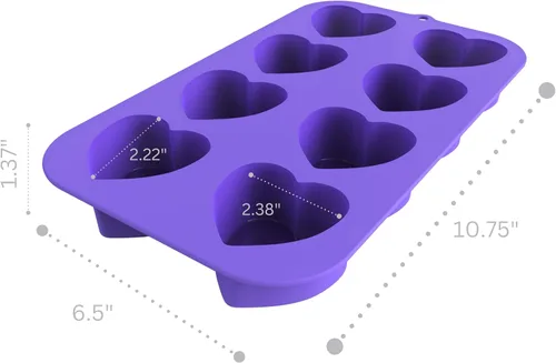 Miniatura 3 de Bakerpan Paquete de 2 moldes de silicona para hornear – Mini moldes para pasteles en forma de corazón para cupcakes, magdalenas, brownies y postres