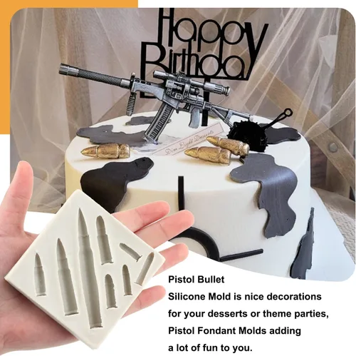 Miniatura 3 de Sijiangmold Moldes de silicona para pistola de bala, granada, fondant, para decoración de pasteles, chocolate, dulces, cupcakes, decoración