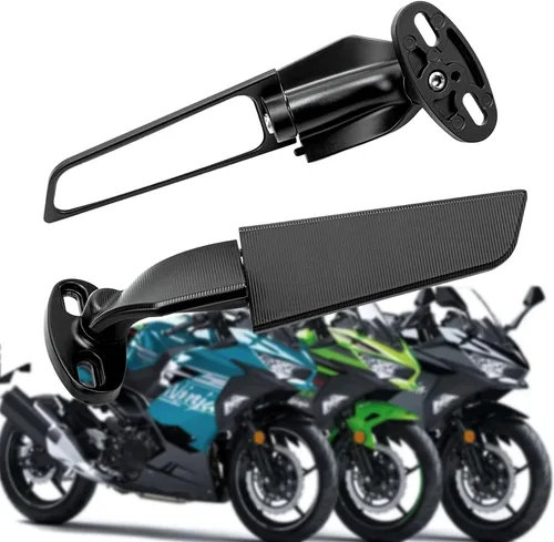 Miniatura 7 de Espejo retrovisor modificado para motocicleta, 1 par de espejos laterales giratorios ajustables, amplio ángulo de visión para Ninja 300 400 650 ZX6R