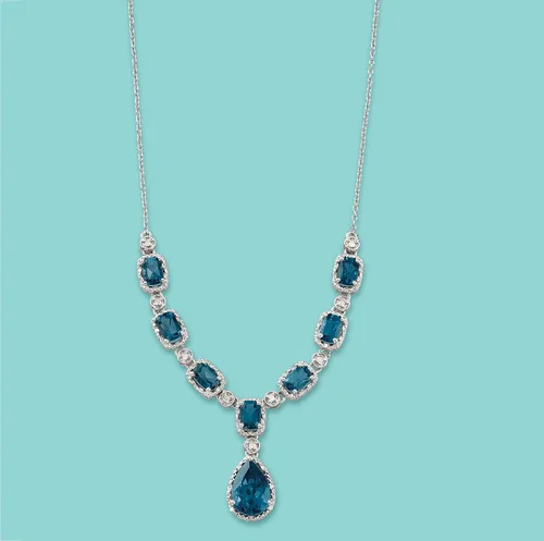 Miniatura 3 de Ross-Simons Collar de topacio azul Londres de 8.95 quilates y diamantes de 0.38 quilates en plata de ley, Gema, multi