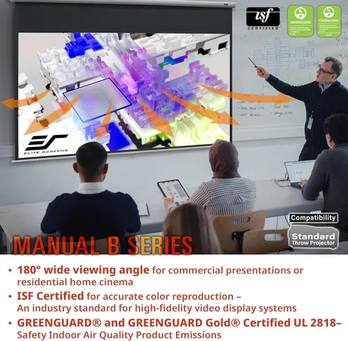 Miniatura 5 de Elite Screens Manual B, pantalla de proyección manual desplegable de 80 pulgadas 4K/8K para cine en casa, juegos, pantalla de proyección M80H Blanco