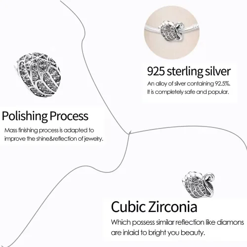Miniatura 3 de Abalorios de plata de ley 925 para pulseras Pandora, regalos de joyería para mujer y niña.