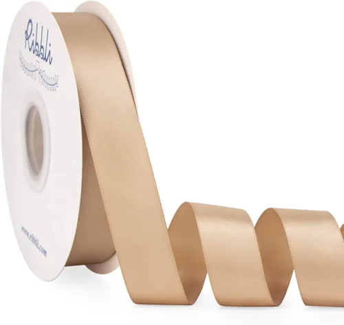Miniatura 28 de Ribbli - Cinta de satén azul polvoriento de doble cara, 1 pulgada x 50 yardas continuas - Cinta de satén azul polvoriento para envoltura de regalos