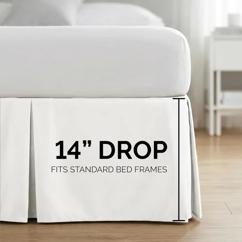 Miniatura 3 de Southshore Fine Linens VILANO Springs faldón para cama plisada, 15 pulgadas, Microfibra, Blanco brillante, gemelo