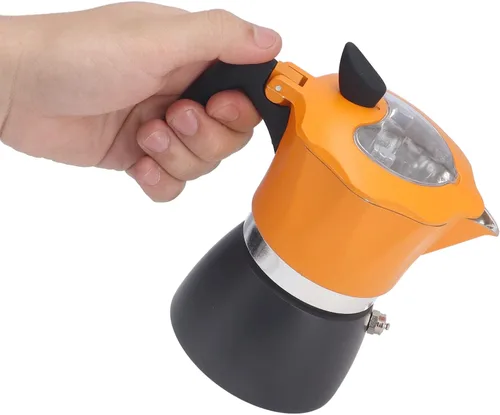 Miniatura 6 de Olla italiana de moka, cafetera italiana con tapa superior transparente, 5.1 fl oz, estilo italiano clásico, doble color, de aluminio, para viajes