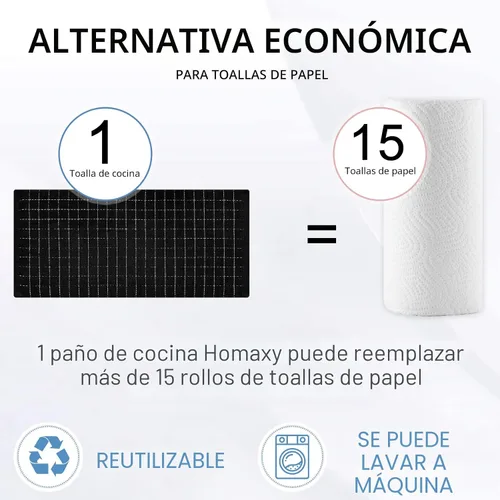 Miniatura 7 de Homaxy Toallas de cocina de tela de rizo 100% de algodón (negro, 13 x 28 pulgadas), diseño a cuadros, paños de cocina suaves y súper absorbentes