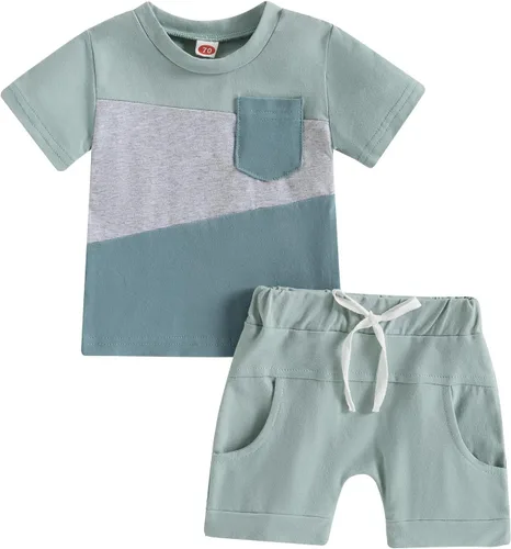 Miniatura 8 de Conjunto de camiseta de manga corta para bebé niño y niña, camiseta de manga corta, pantalones cortos casuales, ropa para recién nacidos, 6, 12, 18