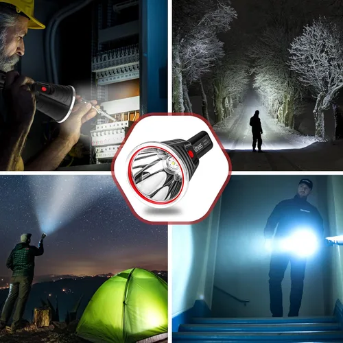Miniatura 2 de Kitness Foco de mano de alta potencia, linternas LED recargables, reflectores impermeables, superbrillantes, Coon, luces de caza, linterna de K611