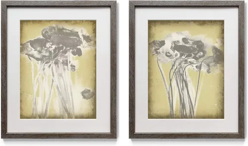 Miniatura 24 de Arte floral para pared, marco rústico de plata envejecida, juego de decoración de pared de 2 piezas: plumeria, caléndula, flores silvestres