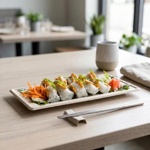 Miniatura 3 de Restaurantware Pulp Tek - Platos rectangulares de bagazo, 100 platos de ensalada impermeables a la grasa, tapas se venden por separado, platos