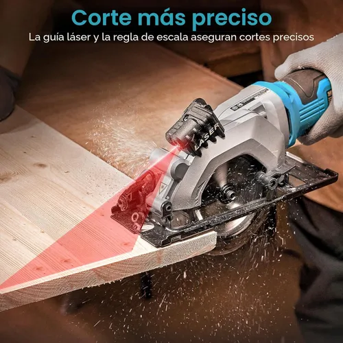 Miniatura 3 de Seesii Mini sierra circular con guía láser, sierra circular compacta con cable de 4.8A 4000 RPM con guía de rasgadura, 3 cuchillas (4-1/2 pulgadas)