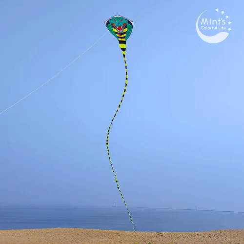 Miniatura 4 de Cometa grande de cobra para adultos y niños con cola súper larga, extra fácil de volar, las mejores cometas enormes para la playa, fiesta, campo