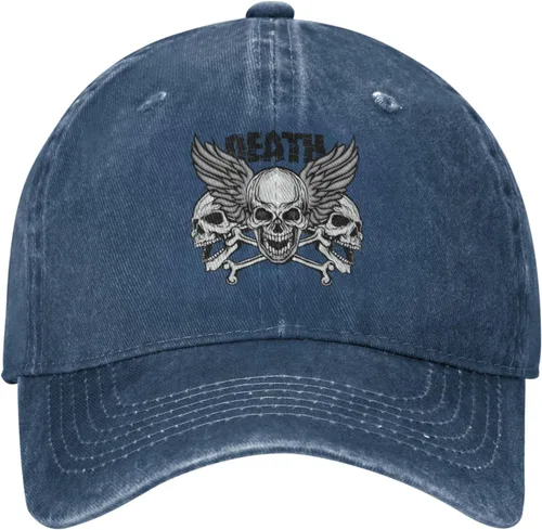 Miniatura 2 de Cowboy Hat Trendy Hats for Man and Women Djustable Four Season Outdoor Baseball Cap of Hell Skull with Angel Navy Blue