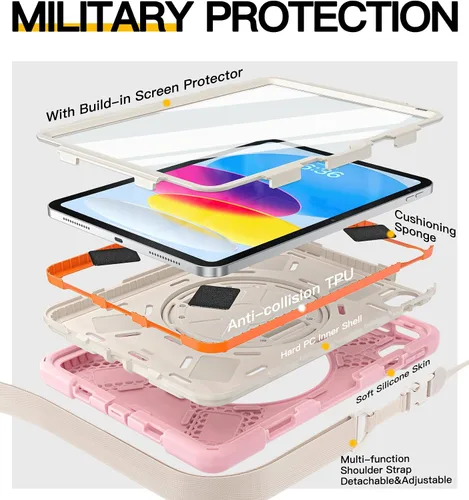 Miniatura 4 de BRAECN Funda para iPad de 9ª/8ª/7ª Generación, Funda Resistente a Prueba de Golpes con Protector de Pantalla, Soporte para Lápiz, Soporte para Tapa
