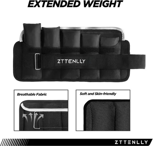 Miniatura 3 de Pesas ajustables para tobillo de 1-5/10/15/20 libras, par con bolsa de transporte, telas transpirables, ribete reflectante, entrenamiento de fuerza
