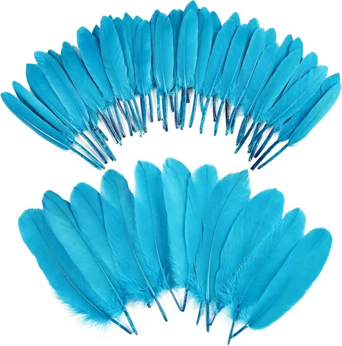 iHUFeather 270 plumas de ganso azul aguamarina para manualidades, 2 estilos de 4 a 7 pulgadas, plumas naturales a granel para bricolaje, cosplay,