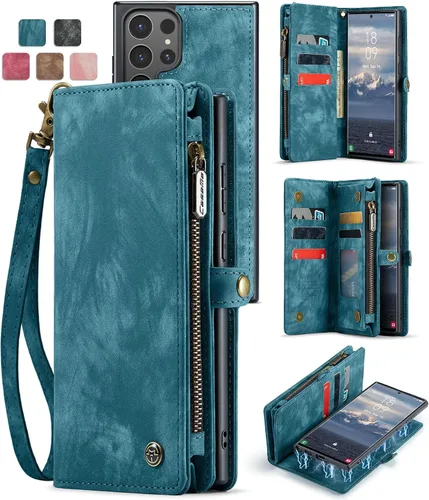 Miniatura 29 de Funda tipo cartera desmontable 2 en 1 para Samsung Galaxy S23 con tarjetero y funda de piel retro de alta calidad con tapa magnética, bolsillo